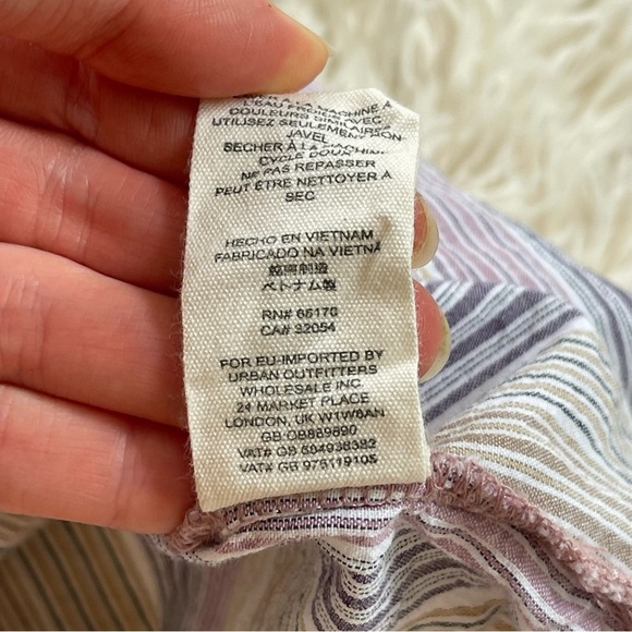 Free People High Tide Striped Boho Button-Down Top blouse pink white size S - Picture 13 of 13